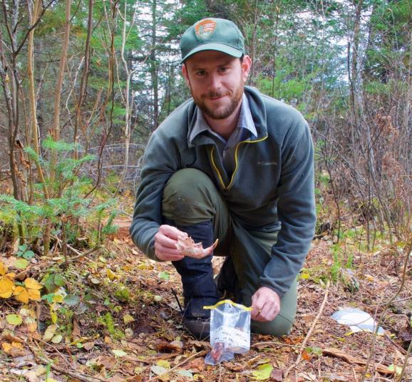 Gable collects the skull/jaw of a beaver that was killed by a wolf (Tom Gable photo)