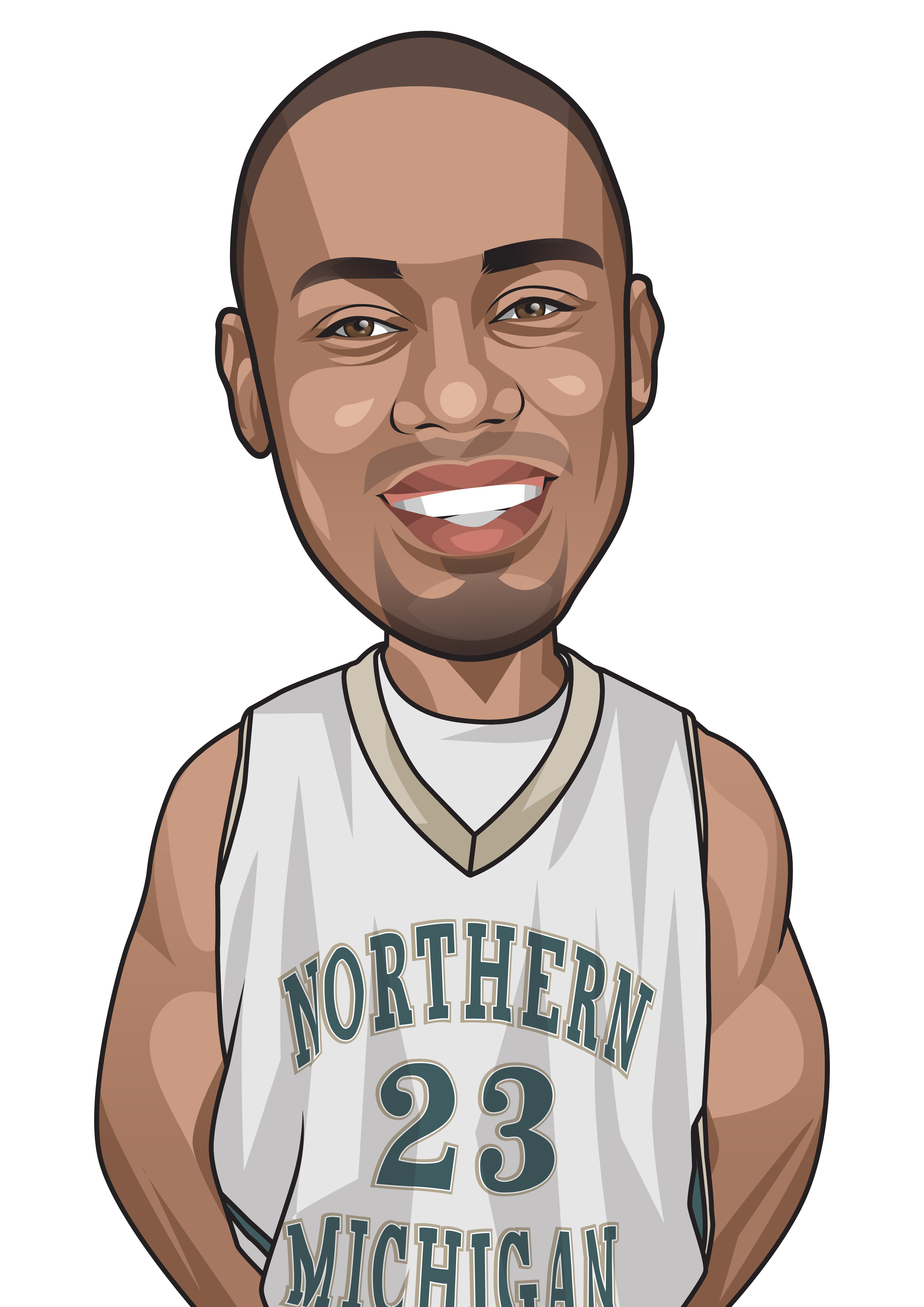 Book illustration of Murphy sporting an NMU jersey