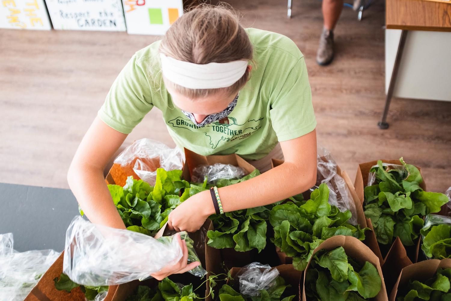 Packing bags for Farm Fresh Friday