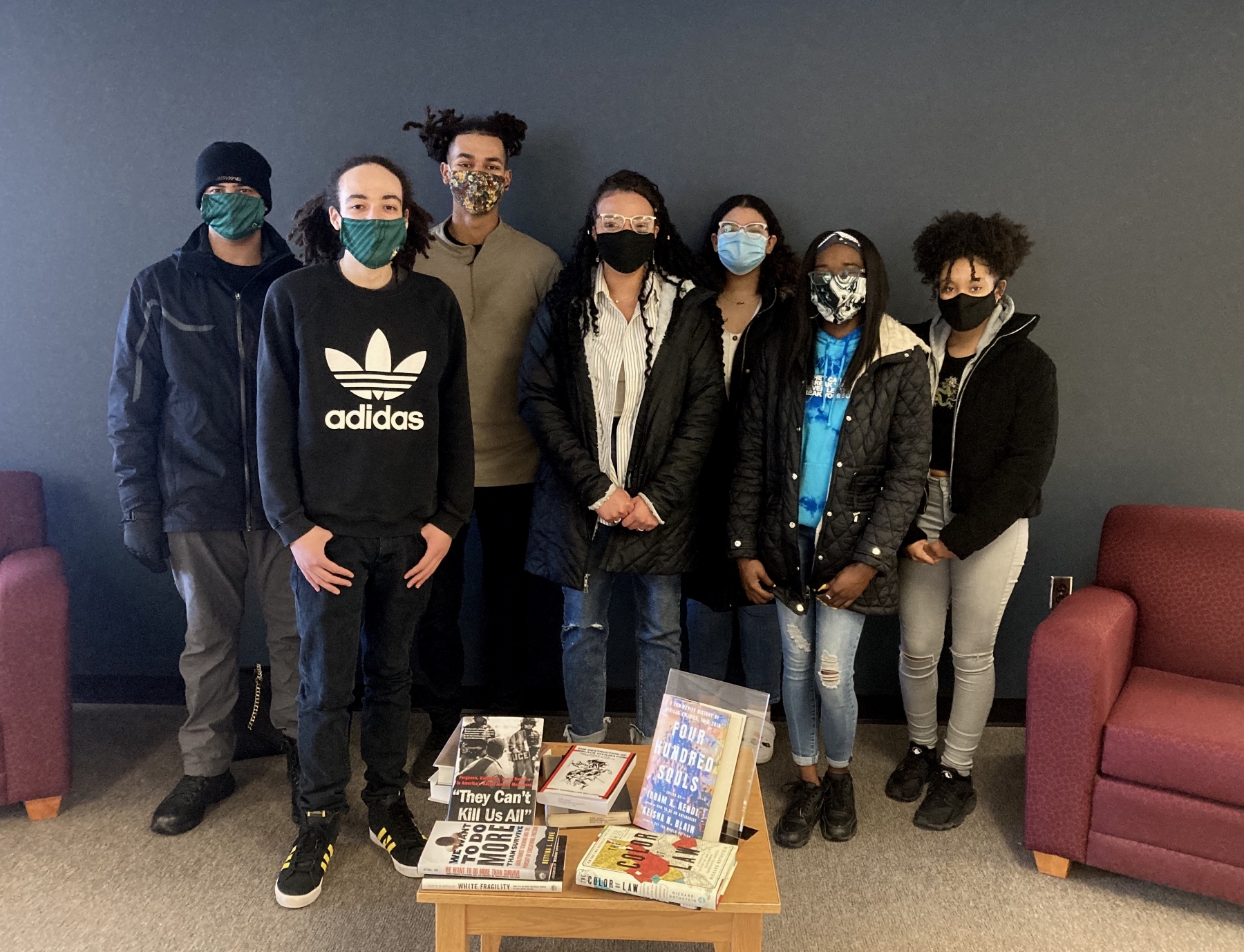 BSU members with the books they selected.