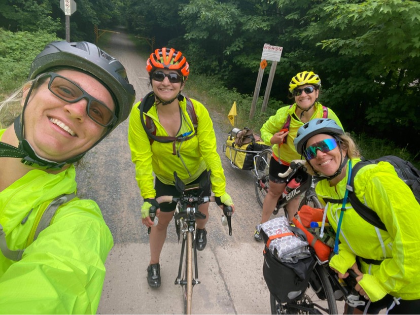 (from left) Tamara Amendt, Melaina, Jennifer and Tricia Veldkamp (in blue helmet)