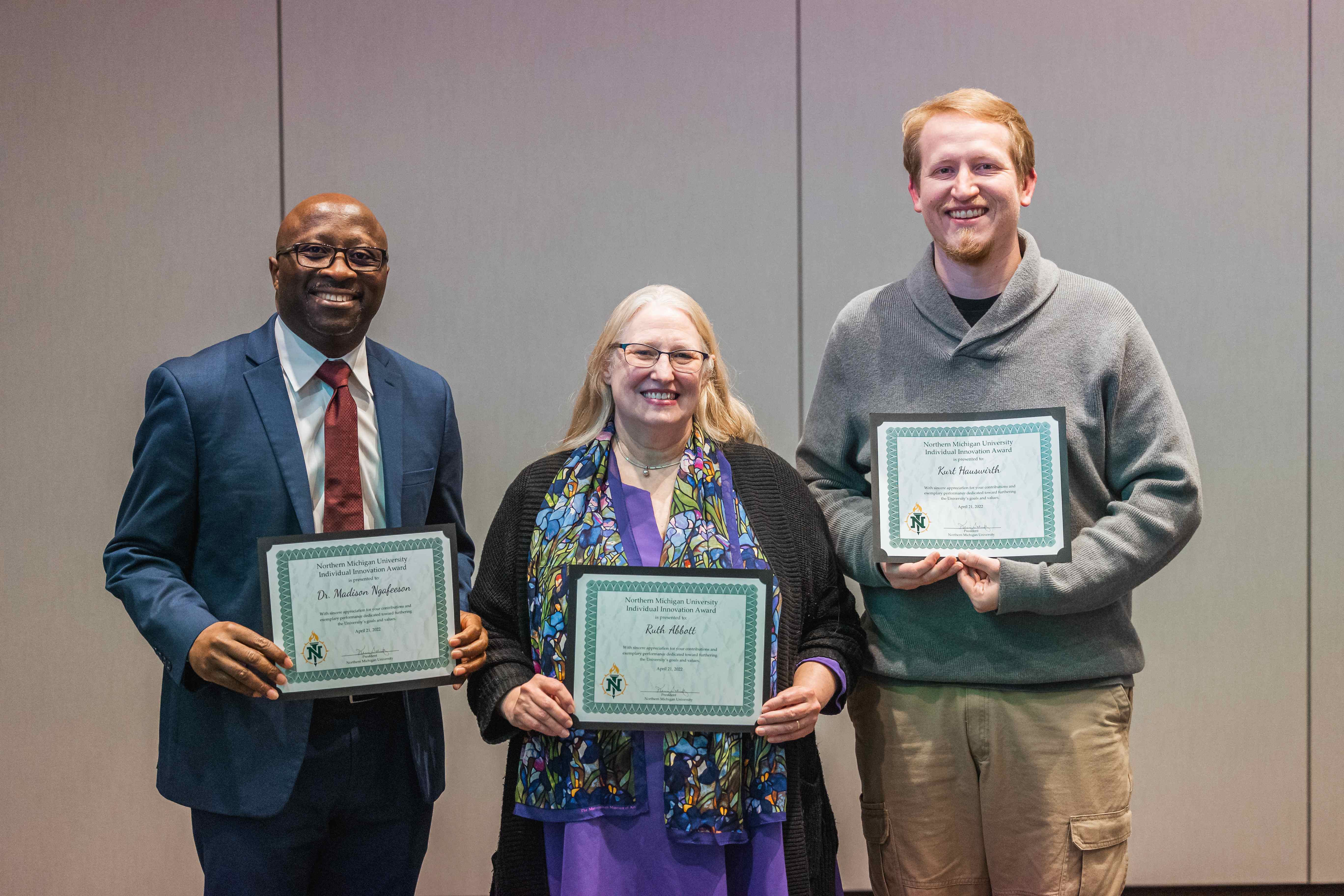 Individual Innovation Award winners (from left) Ngafeeson, Abbott and Hauswirth