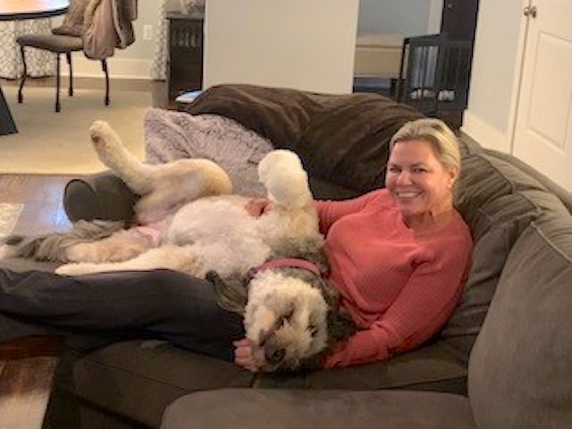 Hart with one of her dogs