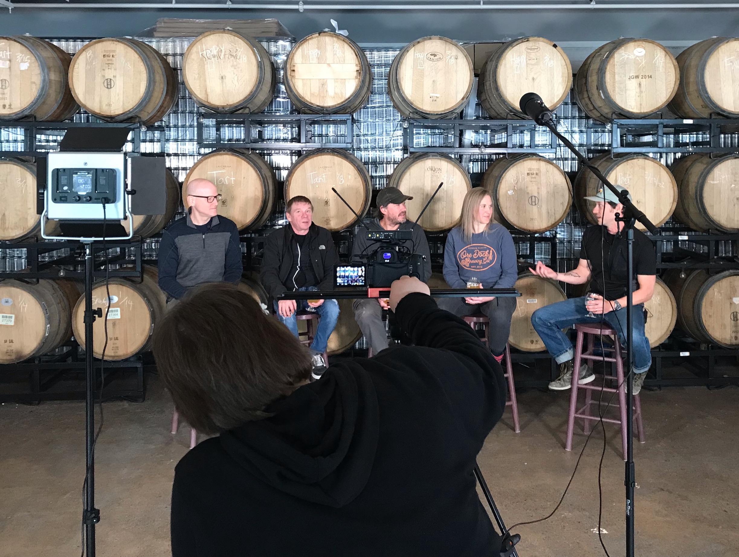 An "All Hop'd UP" production photo at a local brewery