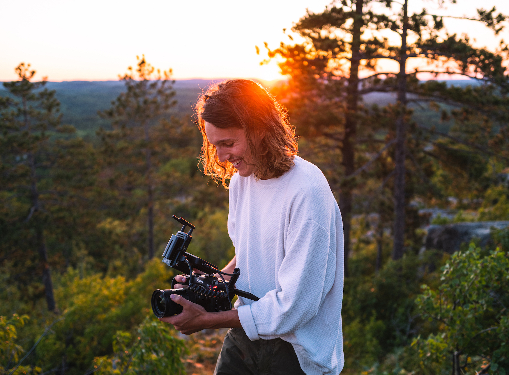 Genau filming a Sugarloaf sunset for NMU Marketing & Communications