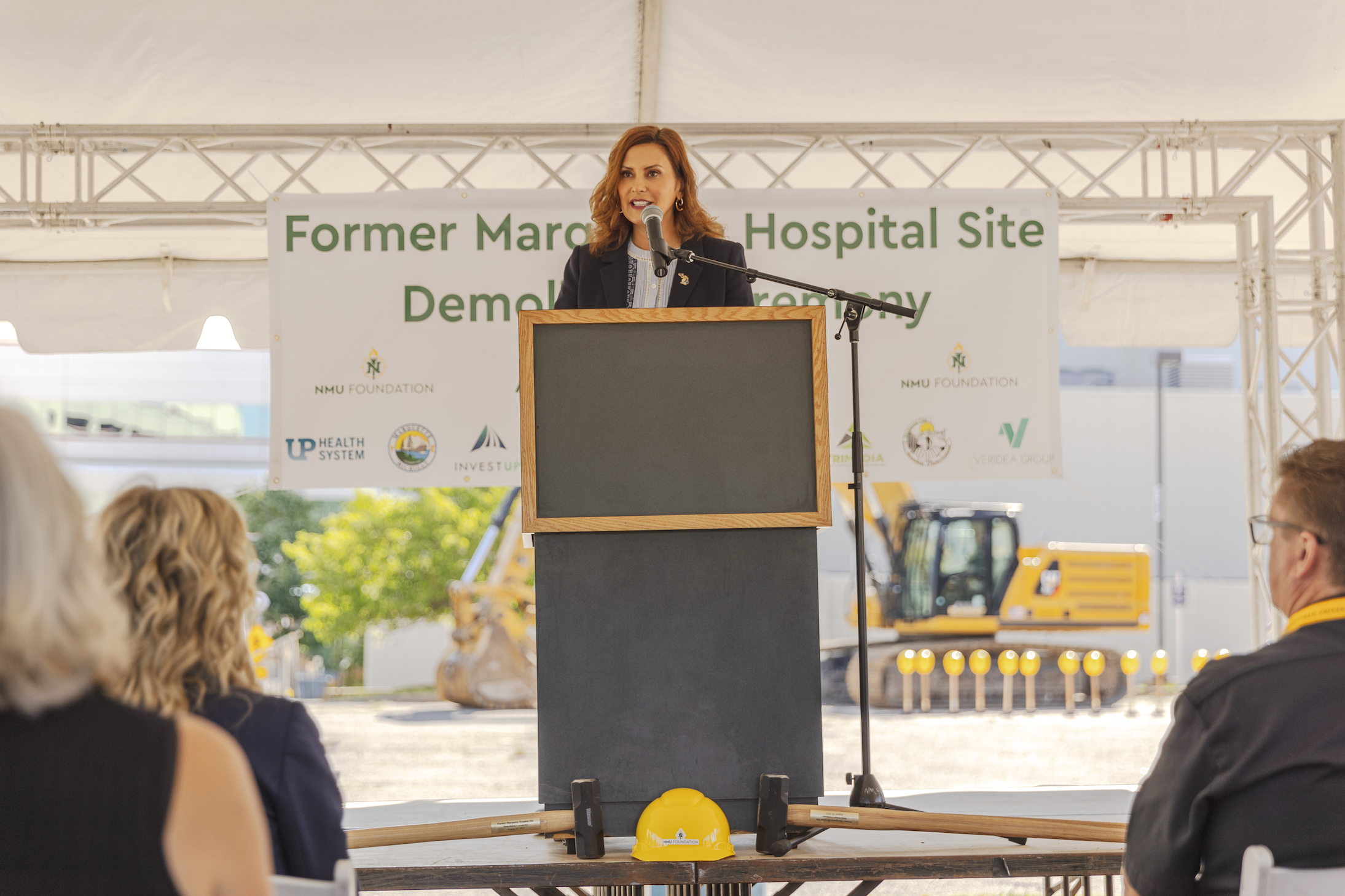 Gov. Gretchen Whitmer speaks at the ceremony