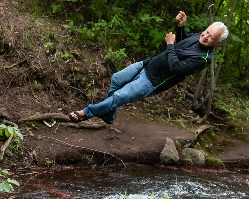 Lindberg on a tree swing several years ago (like a typical photographer, he's usually behind the camera and doesn't have many photos of himself).