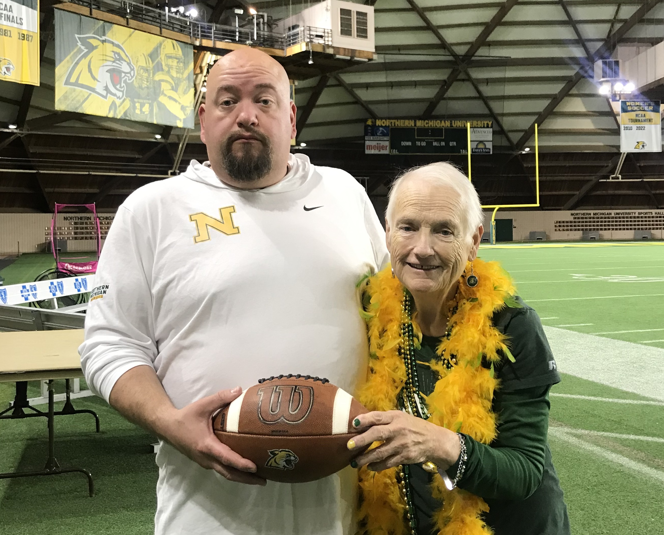 Hans with his supportive mom on the sideline