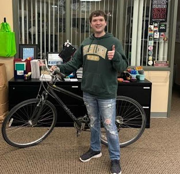 Reed Jubie gives the bike a thumbs up.