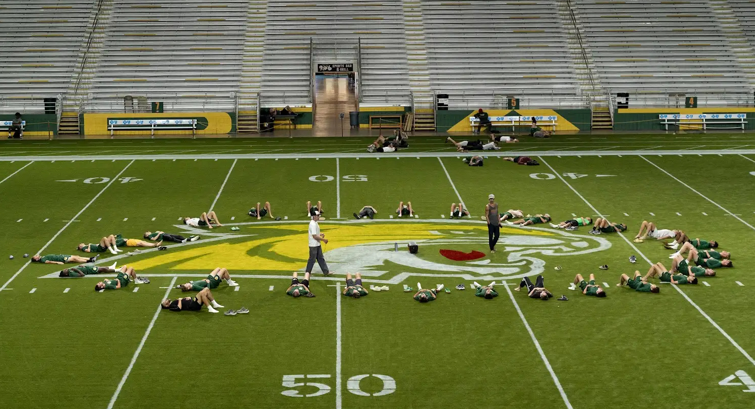 Mann leads a breathwork session in the Superior Dome