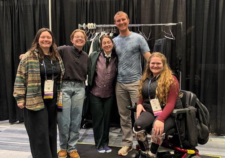 From left: NMU students Molly Sobiechowski, Jamie Downing, Emma Carr, Bryson Krieger and Carley Bishop, members of a tech Olympics team that competed against teams from a number of different schools completing various technical theater tasks.