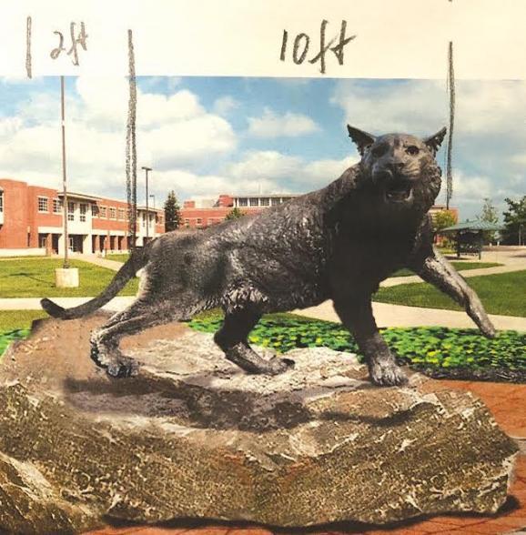 Image of a rendering of the new Wildcat Statue by Hanlon Sculpture Studios