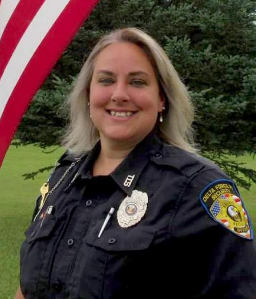 Image of Alumna Tiffany Kleiman in uniform as a security officer