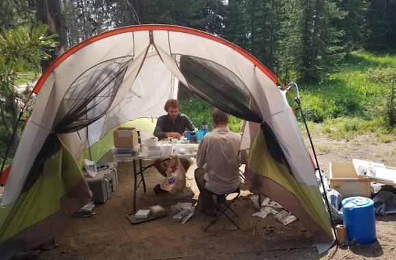 Rohde and Kraushaar in a tent