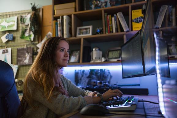 Student on computer