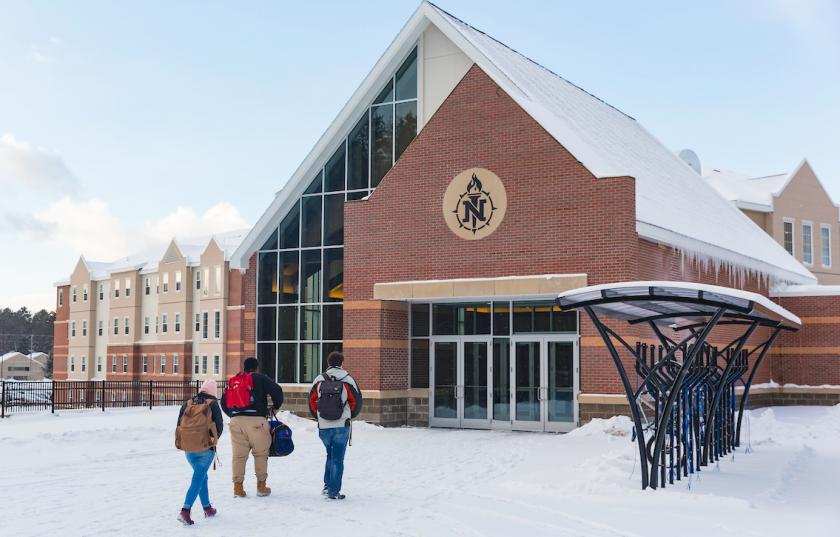 The Lodge entrance to the Woods housing complex