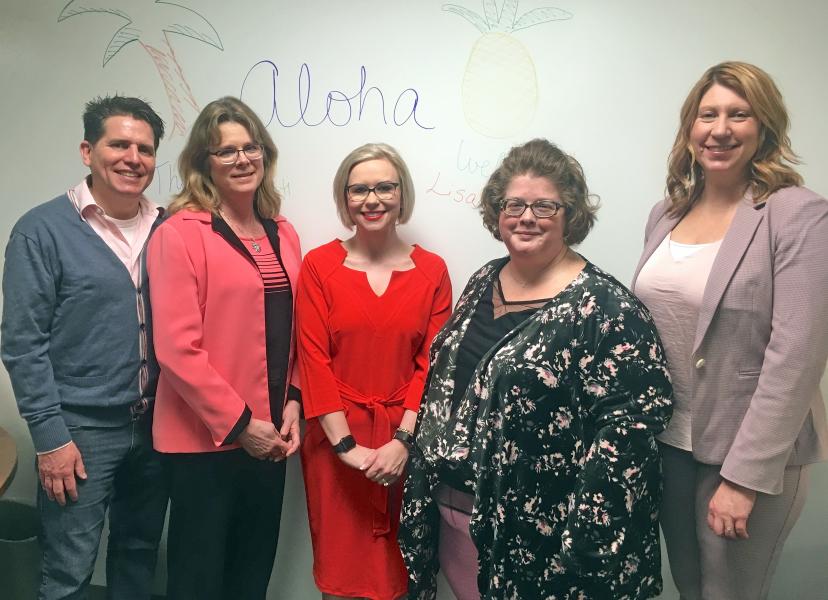 From left: Gary Stark, Lisa Flood, Stacy Boyer-Davis, Elizabeth Monske and Christi Edge.