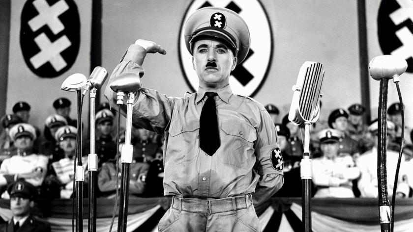 "The Great Dictator," which was released in 1940, before the U.S. entered WWII.