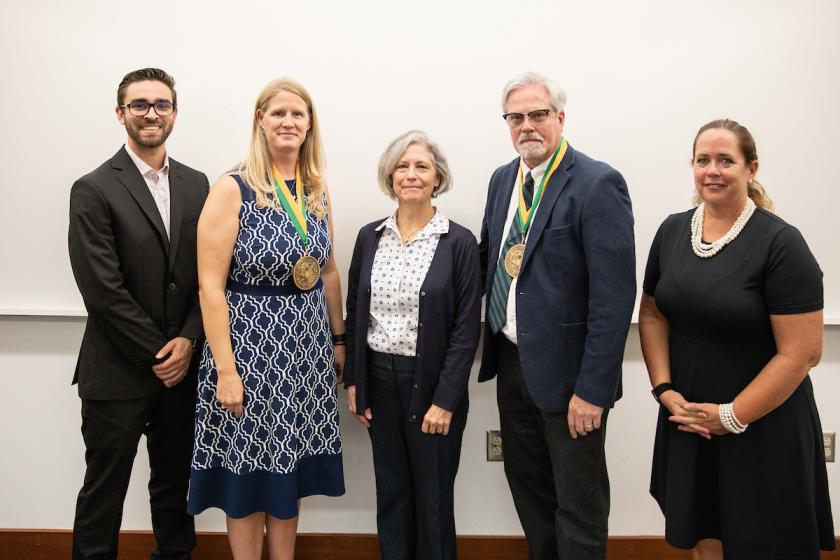 Graduate student Deven Rettke, Maggie Moore, Eileen and Mark Lovell and Elizabeth Wuorinen of Health and Human Performance