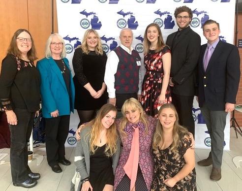 Front (from left): Kortney Manchip, Audree Stephens and Mandy Mileham. Back (from left): Nancy Zimmerman, Rebecca Patterson, Adrianna Stephens, Robert Engelhart, Caitlin Palomaki, Eric Mackall and Curt Rogan.