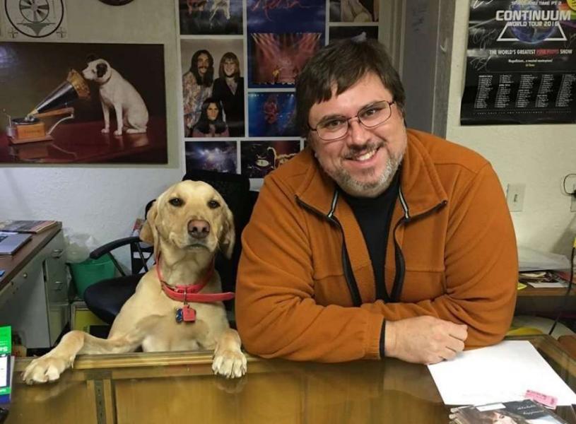 Gleason with his dog, Blue.