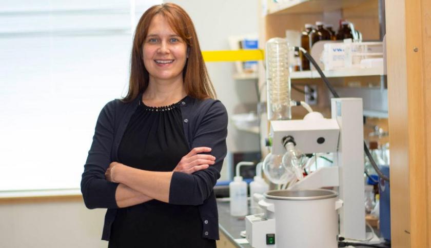 Mattson in her laboratory at WPI