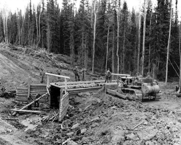 Alcan Highway construction historical photo