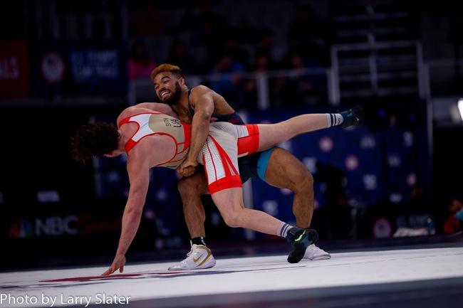 Porter (in blue) at the U.S. Olympic Trials