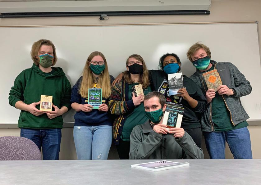 Lippert (front) with his NMU teammates (from left) Brett Mattson, Ella Uren, Mackenzie Pierson, Deleena Simon and Andrew Semak