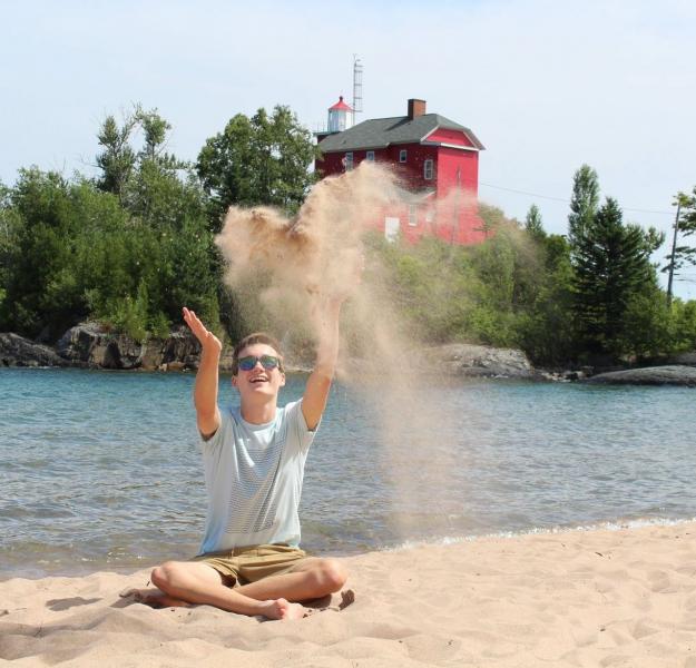 Chicka by the Marquette Harbor Lighthouse (Facebook photo)