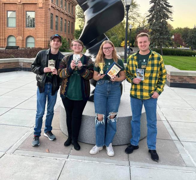 NMU's A Team (from left): Ken Brunger, senior political science secondary education major from Cheboygan; Kenzie Pierson, senior chemistry major from Westland; Ella Uren, senior anthropology major from Negaunee; and Andrew Semak, senior history major from Leonard.