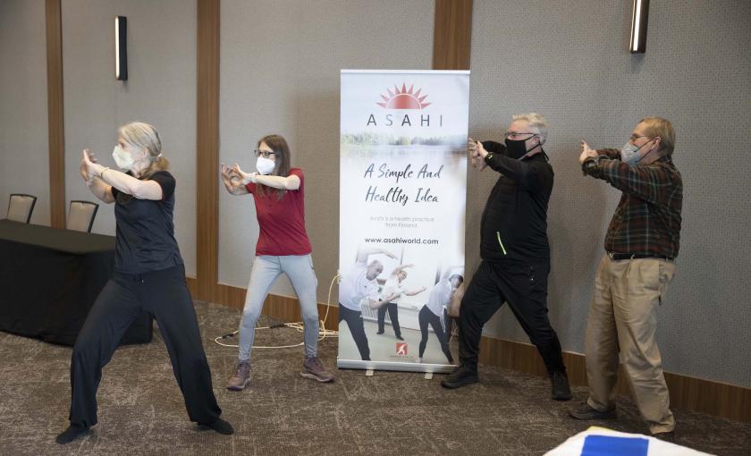 Vainio (far left) doing an Asahi demonstration at the NMU Health Fair