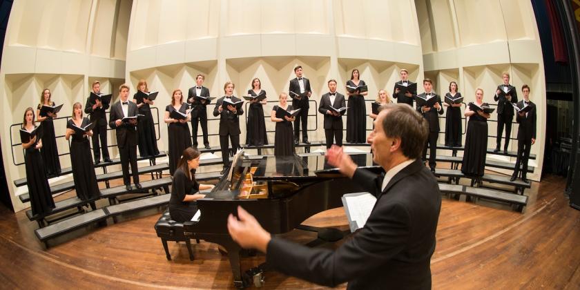 Bausano conducting the Chamber Singers (Miami University photo)