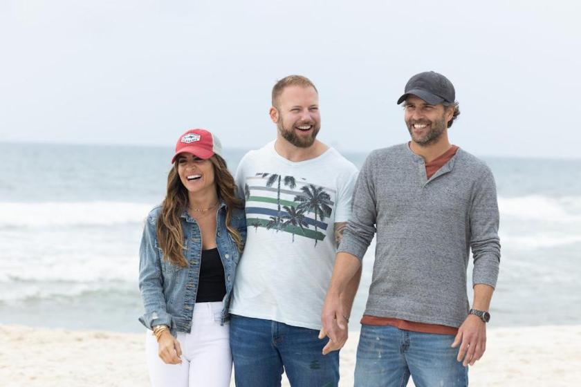 Ben Argall (center) with mentor Alison Victoria and teammate Pete Meldrum (Jessica McGown/Getty Images)