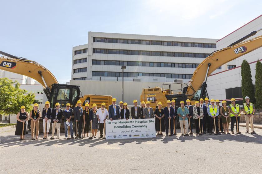 Group shot from the demolition ceremony