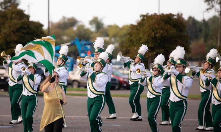 NMU marching band at past Homecoming parade