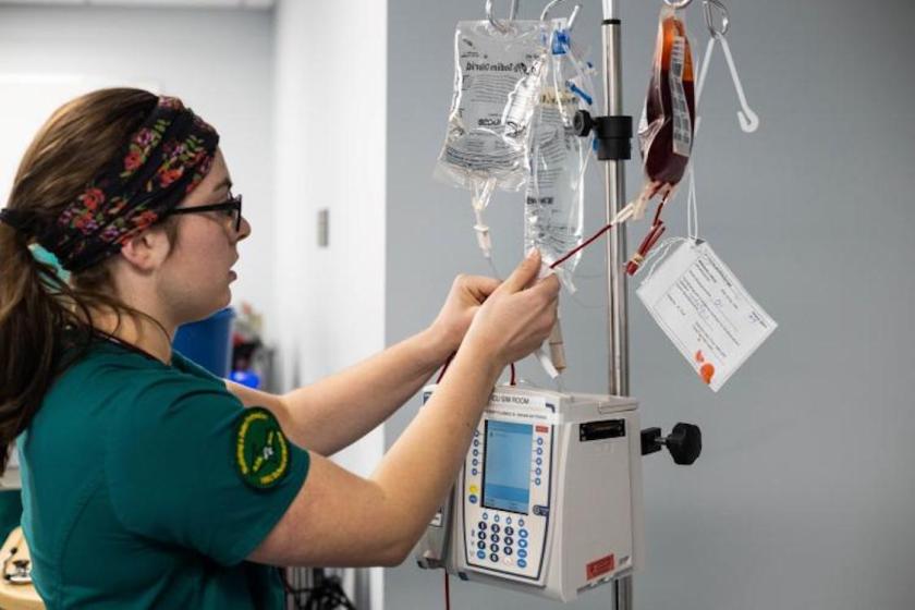 Blood transfusion lab stock photo