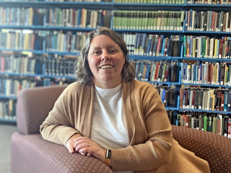 Bridger Wilson in NMU's Olson Library