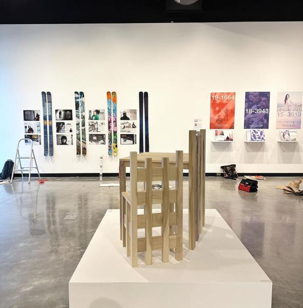 The gallery during the exhibit's installation (DeVos Art Museum photo)