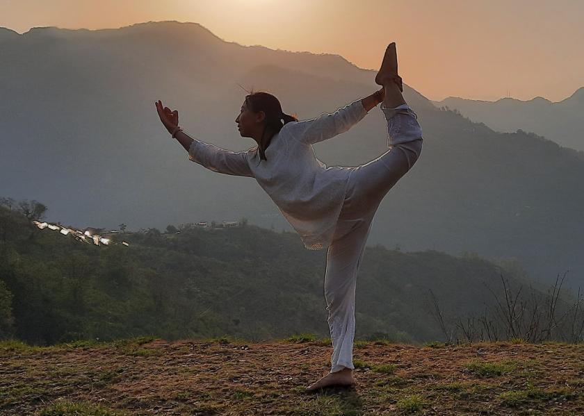 Ciupak practicing yoga