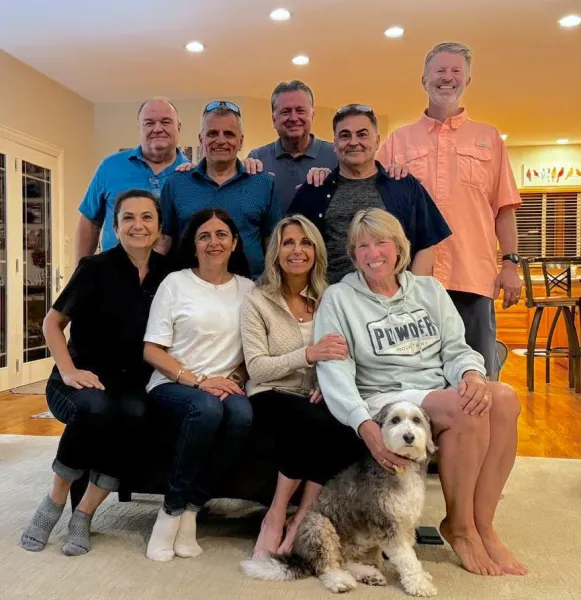 The reunion included Gant Hall housemates (standing from left) Mike Wasche, Erhan Raif, Ray Hall, Dr. Korhan Raif and Scott DeKryger, along with (seated from left) Dr. Ayça Raif, Nesrin Raif, Terry Hall and Sheila Hall.
