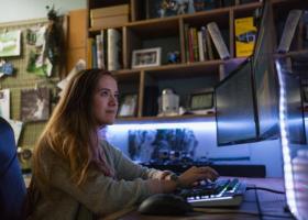 Student on computer