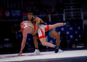 Porter (in blue) at the U.S. Olympic Trials