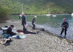 NMU biology students on the shore