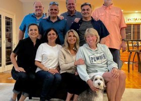 The reunion included Gant Hall housemates (standing from left) Mike Wasche, Erhan Raif, Ray Hall, Dr. Korhan Raif and Scott DeKryger, along with (seated from left) Dr. Ayça Raif, Nesrin Raif, Terry Hall and Sheila Hall.