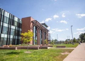 Jamrich Hall and academic mall stock photo