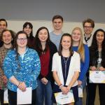 Poster award winners in attendance (from left): Carly Paget, John Whitinger, Myles Walimaa, Erin Brino, Sierra Gillman, Grace Freitag, Lane Jeakle, Isabella Oldani, Brooke Krysiak, Garrett Raubinger, Annika Desai, Chris Kailing and Tara Myers.