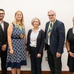 Graduate student Deven Rettke, Maggie Moore, Eileen and Mark Lovell and Elizabeth Wuorinen of Health and Human Performance