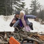 Mittlefehldt and her daughter harvesting biomass (wood) in the Hiawatha National Forest.