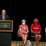 Erickson (left) with Provost Kerri Schuiling, Academic Senate Chair Norma Froelich and ASNMU President Bethany Beavers